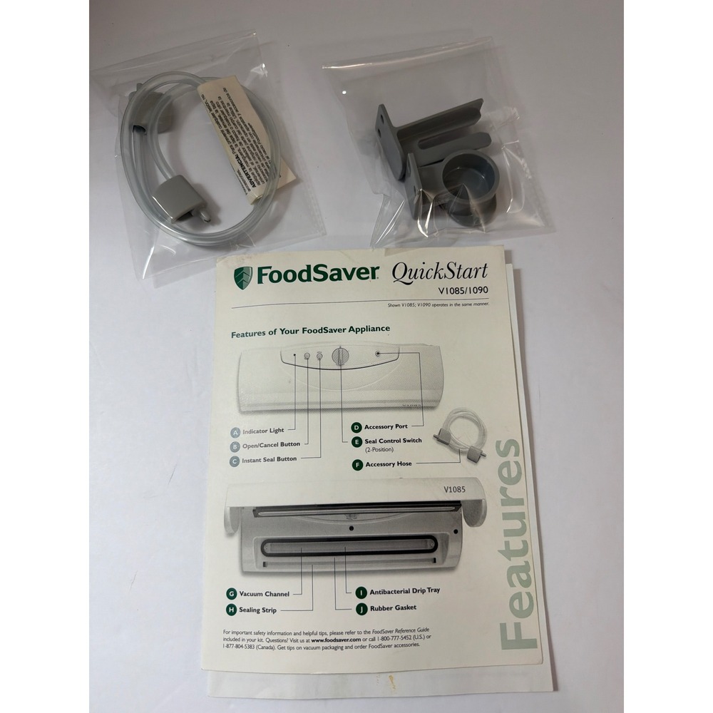 FoodSaver V1085 V1090 Accessory Hose and Mounting Bracket Set New